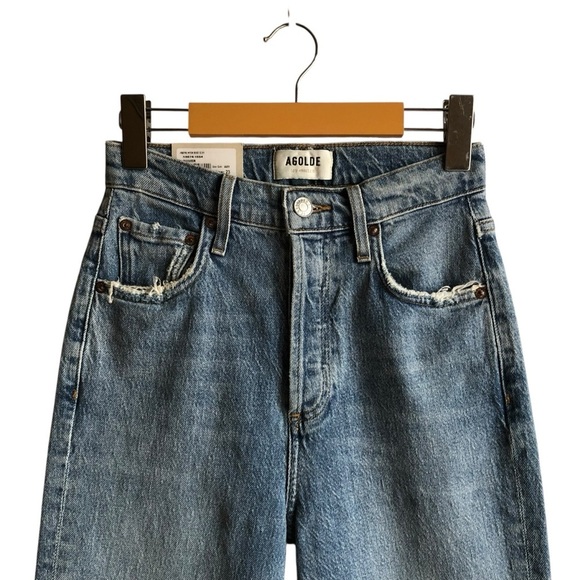 Agolde Freya High Rise Slim Blue Jeans Size 23 Quiver Med-Light Wash NWT NEW - Picture 4 of 16